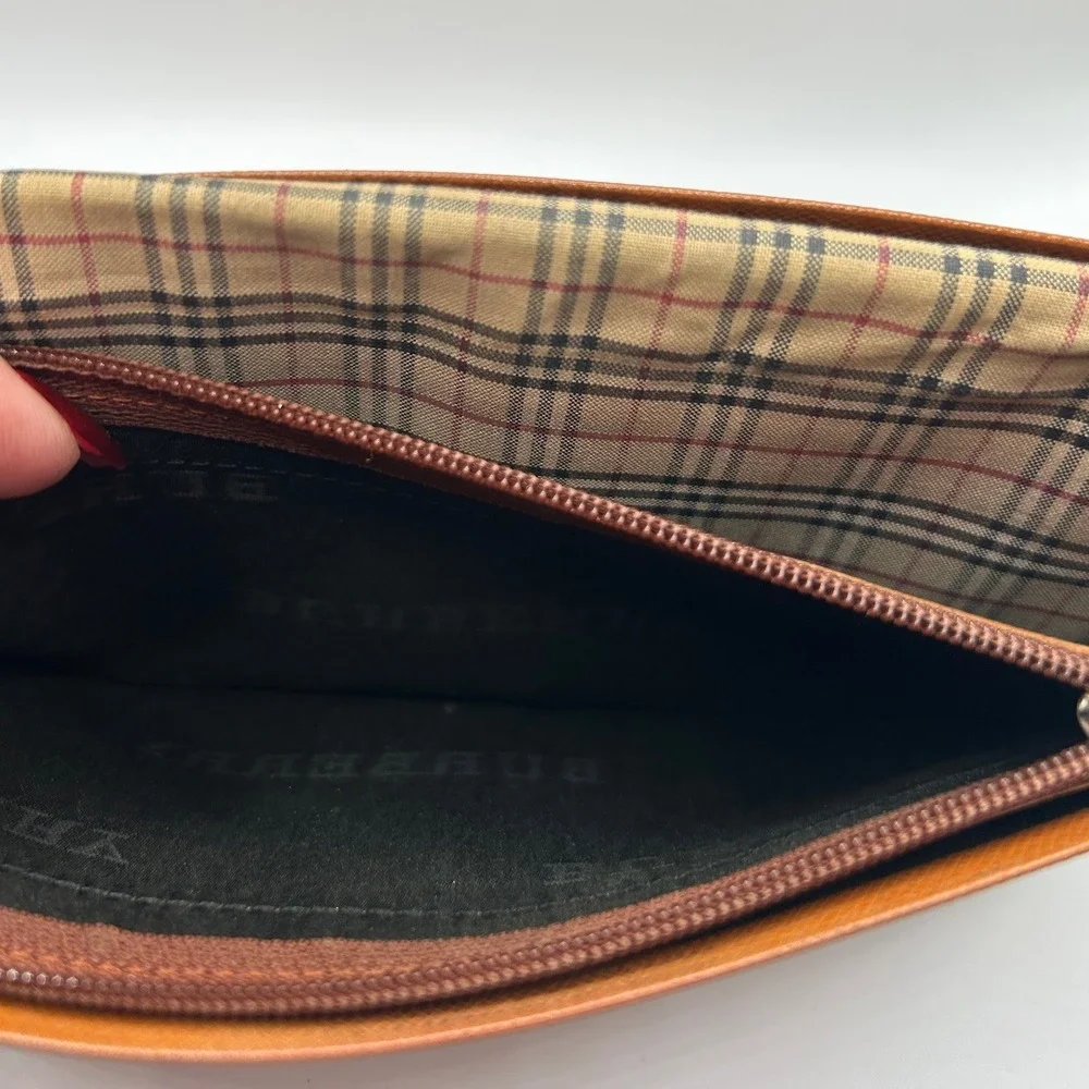 Burberry Brown Leather Haymarket Check Long Wallet #358
